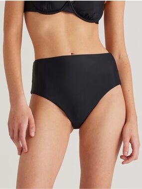 Quince Women’s Bikini Bottom, High Waisted, Black, Size Medium